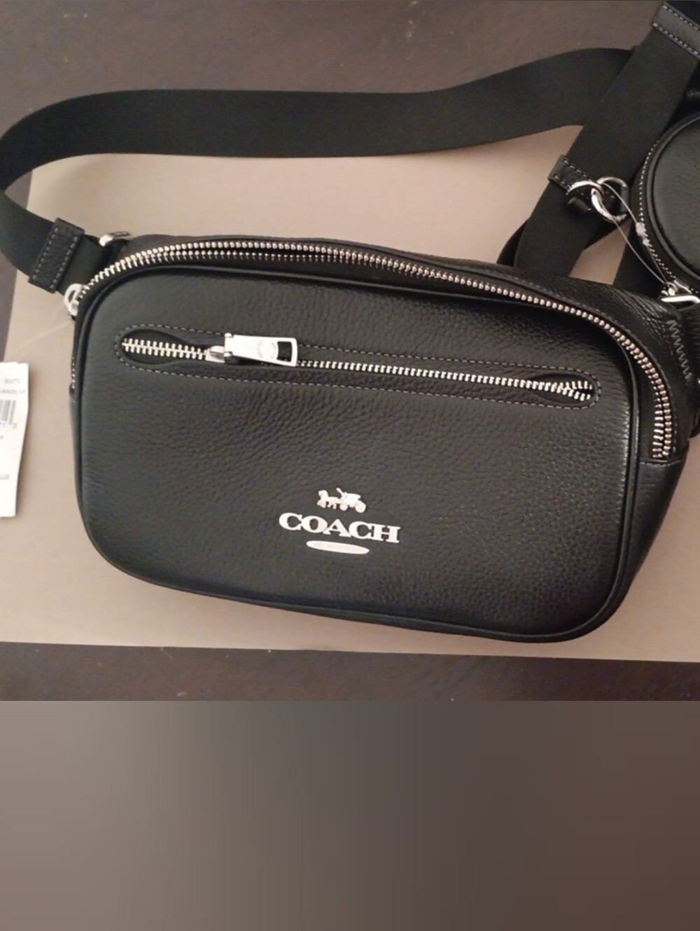 Coach Elias Belt Bag Brand New Black Pebbled Leather Belt Bag with Coin Pouch